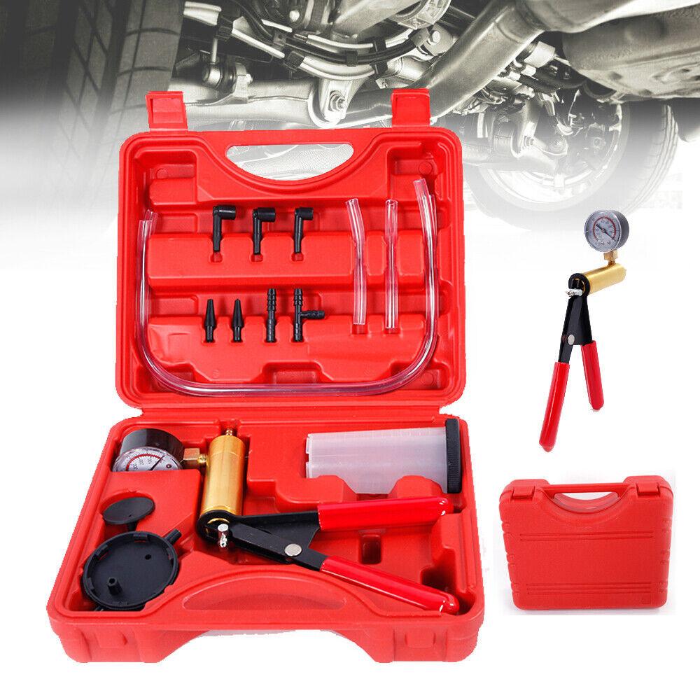 Manual Vacuum Pressure Pump Brake Vacuum Pump Gauge Test Tuner Kit with Gauge Adapters 2 In 1 Handheld Pistol Test Tool
