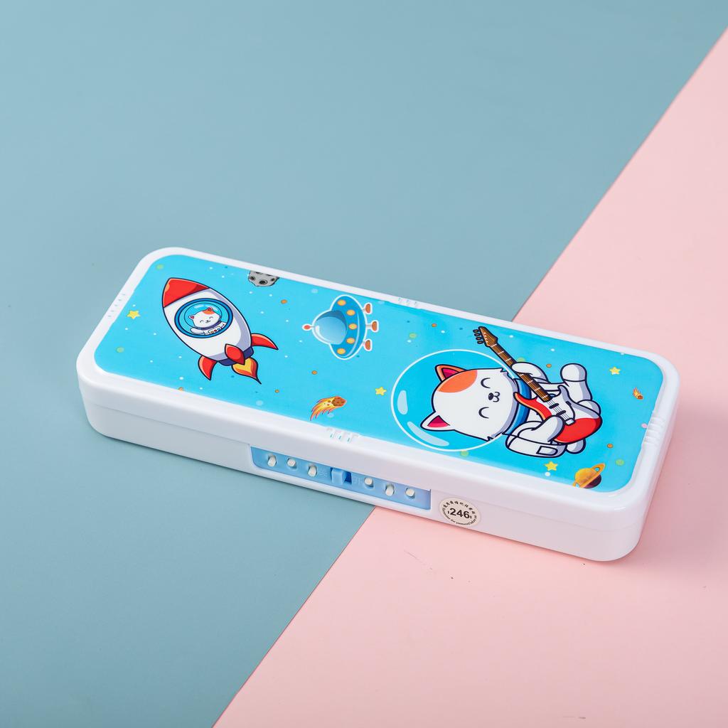 2024 New Cute Primary School Student Stationery Box Children's Multi-Function Lock Stationery Box Kindergarten Pencil Box