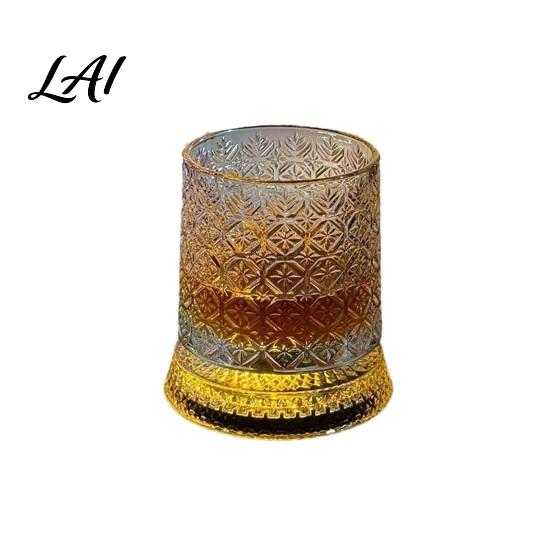 Lead-free Glass Tumbler Dad's Gift Spinning Whiskey with LED Light 260ml Embossed