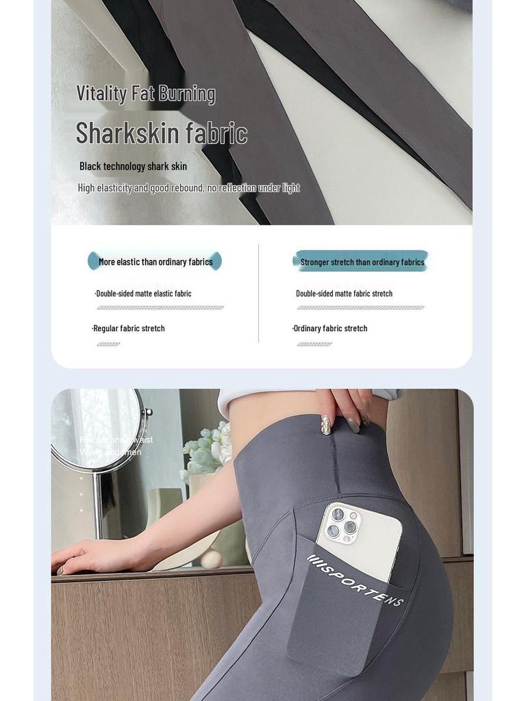 Haifischhose Damen Hohe Taille Bauchkontrolle Hüftlift Yoga Leggings, Frühling/Herbst 2024, Übergröße, mit Taschen, Barbie-Stil.