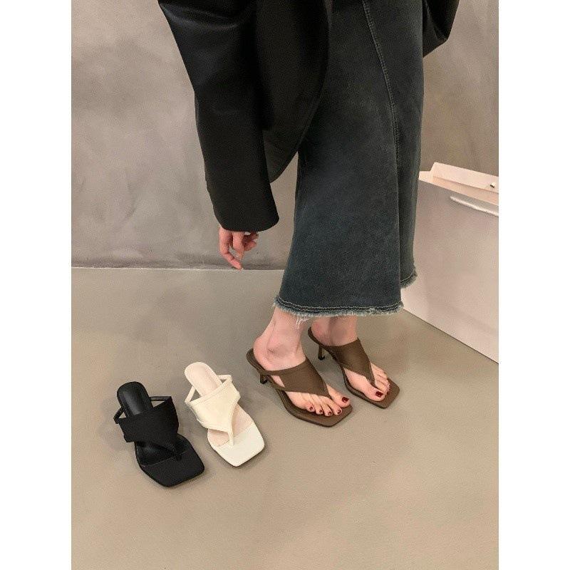 French Pinch Flip-flops Shoes Women's Shoes Summer Wear 2025 New Internet Celebrity Temperament Sandals High Heels Sandals