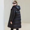 Women Autumn Winter Soild Color Thicken Outwear Cotton Padded Hooded Warm Long Jacket Coat