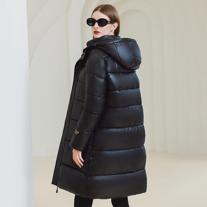 Women Autumn Winter Soild Color Thicken Outwear Cotton Padded Hooded Warm Long Jacket Coat