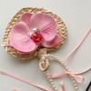 Handmade Moth Orchids Flower Pendant Portable Chain Bag Charm Handmade Fan Keychain Fashionable Bag Accessories for Phone