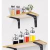 YM 2pcs Heavy Duty Stainless Steel L-Shaped Floating Shelf Brackets Wall Mount Black/White Corner Triangle 90 Degree Decorative