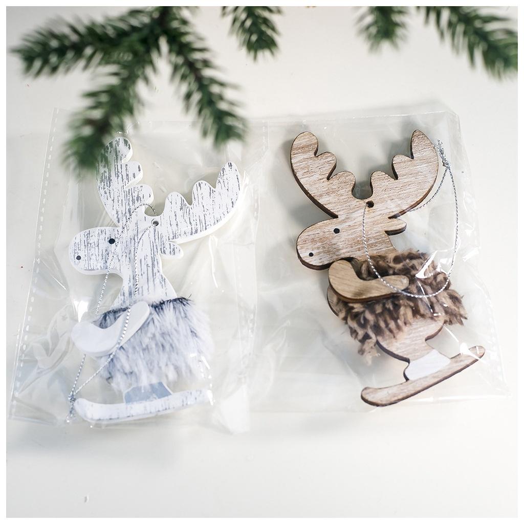 Christmas Plush Wooden Elk Doll Chirtsmas Tree Hanging Decorations for Home Kids Gift Xmas Happy New