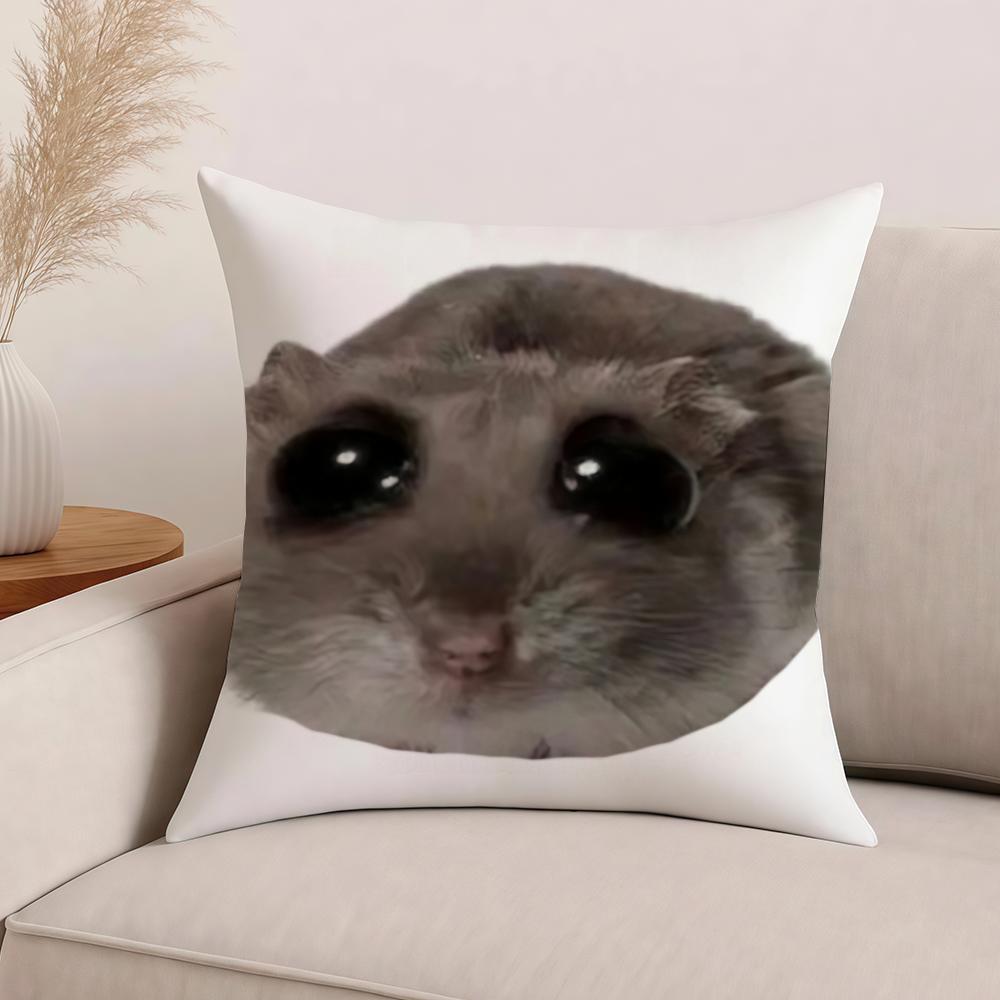 

Sad Hamster meme funny cute kawaii Pillow Case Office Cushions Suitable For Sofa Car Bedroom Decorative Cushion Cover 50cm x 50cm
