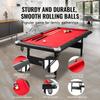 Billiards Table, 7 ft Pool Table, Portable Foldable Space-Saving Table, Billiard Table Set Includes Balls, Cues, Chalks and Brush, Black with Red