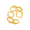 Retro Stainless Steel Geometric Open Ring with Hollow Rectangle Oval Design