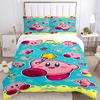 3pcs Bedding Set Birthday Kirby Includes 1 Comforter + 2 Pillowcases, Without Pillow Inserts, Soft Comfortable, Lightweight Breathable, Prin