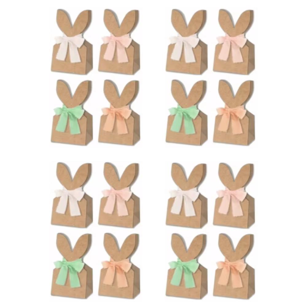 

12PCS Cartoon Rabbit Cookie Bag with Ribbon Bow Bunny Gift Bag Party Favor Bag Party Supplies 12Pcs