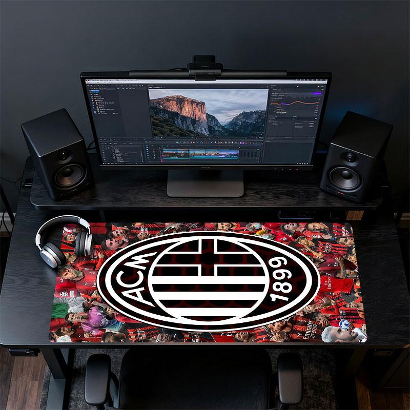 AC Milan Players Mouse Pad, Large Gaming Desk Mat, Non-slip XXL Mousepad for Laptop & Tablet, Mini PC Playmat with Stitched Edges