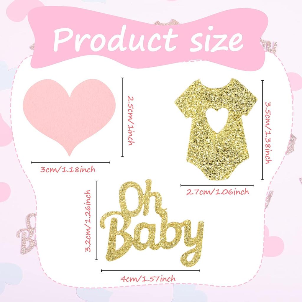 240 Pieces Gender Reveal Confetti Baby Shower Heart Glitter Baby Clothes Confetti Party Table Decoration for Gender Reveal Party Table Wedding