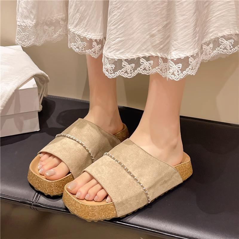 Милая наложница Фэй~ Крутые шлепанцы на толстой подошве для женской летней носки, новые модели с юбками, шлепанцы на пляж 35 абрикосовый