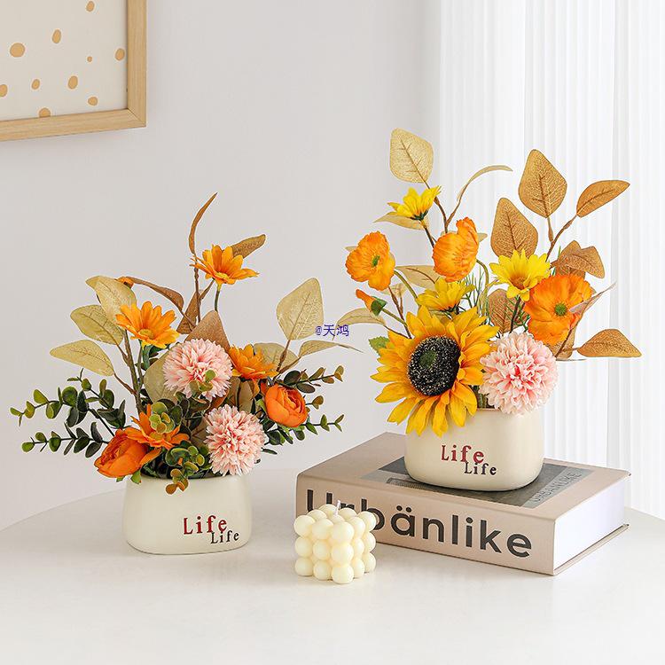 Nordic Floral Art: Artificial Flowers for Living Room, Bedroom & Dining Table Decor - Potted Plant for Home & Coffee Table 