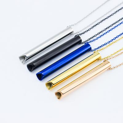 Titanium Steel Gold Plated Jewelry Whistle Anxiety Relief Meditation Mindfulness Pendant Breath Regulation Necklace Jewelry