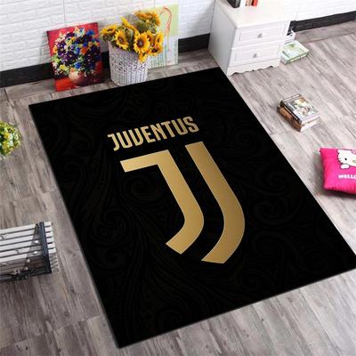 Juventus Golden Logo Pattern Print Area Rug Non‑Slip Rectangular Floor Mat Soccer Fan Bedroom Gaming Room Decor