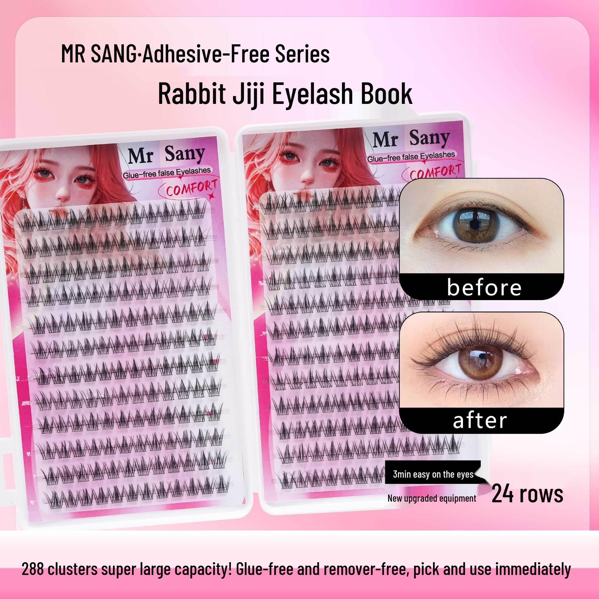 

24 Rows Segmented Cat Paw False Eyelashes - Natural, Soft, No Glue Needed