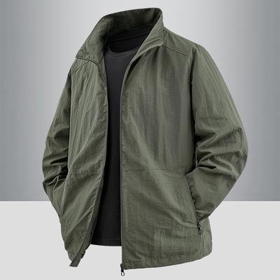 New Spring and Autumn Stand Collar Breathable Comfortable Jacket Men's Casual Waterproof Thin Fashion Coat
