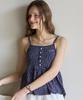 OURHOPE Tiny Floral Button Sleeveless - Navy