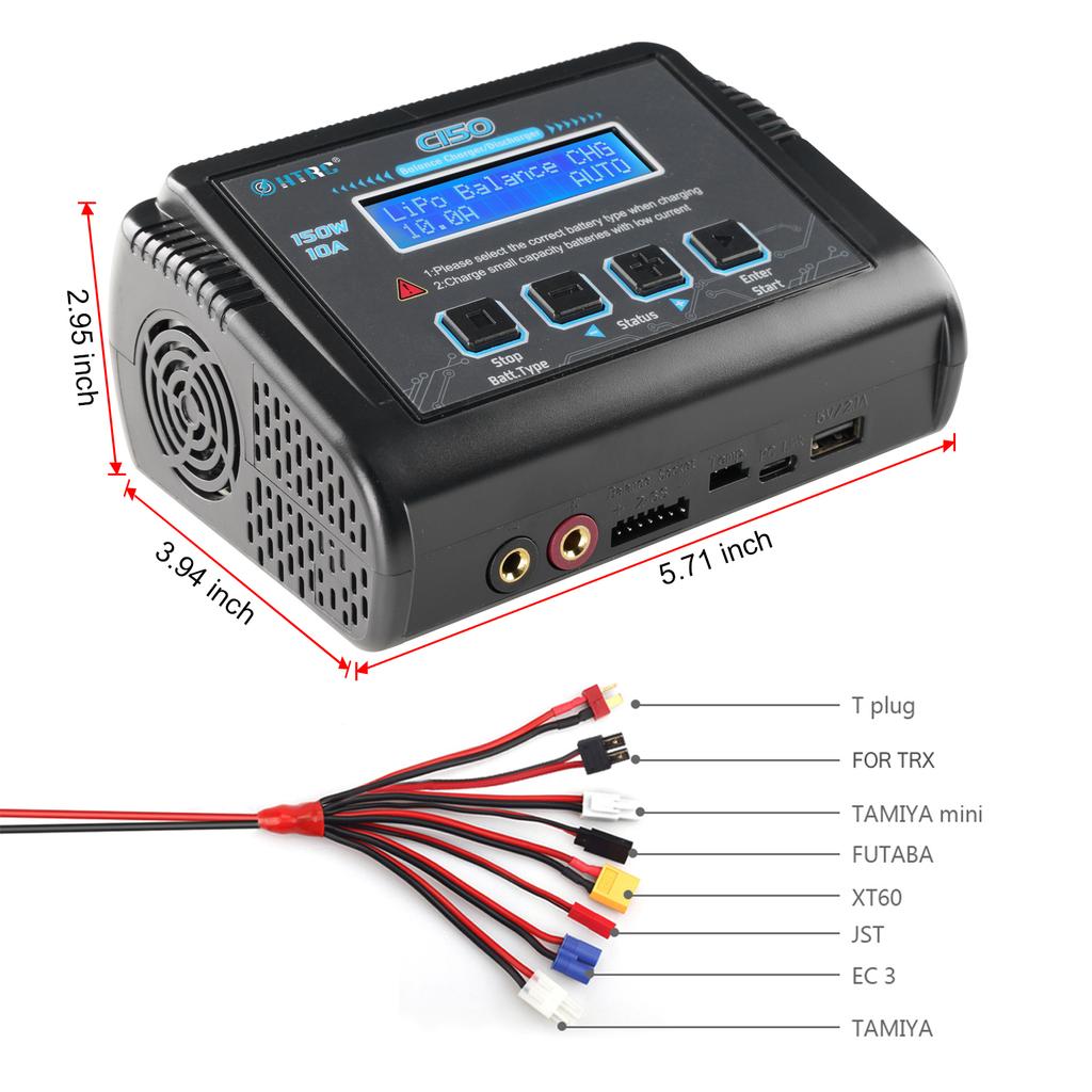 Battery Charger C150 AC DC 150W 10A Discharger for LiPo LiHV LiFe Lilon NiCd NiMh Pb Batteries Lipo Charger Balance Charger