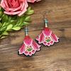 Hand-embroidered retro fabric earrings, flower fringed versatile femininity, stage performance, earrings, earrings.