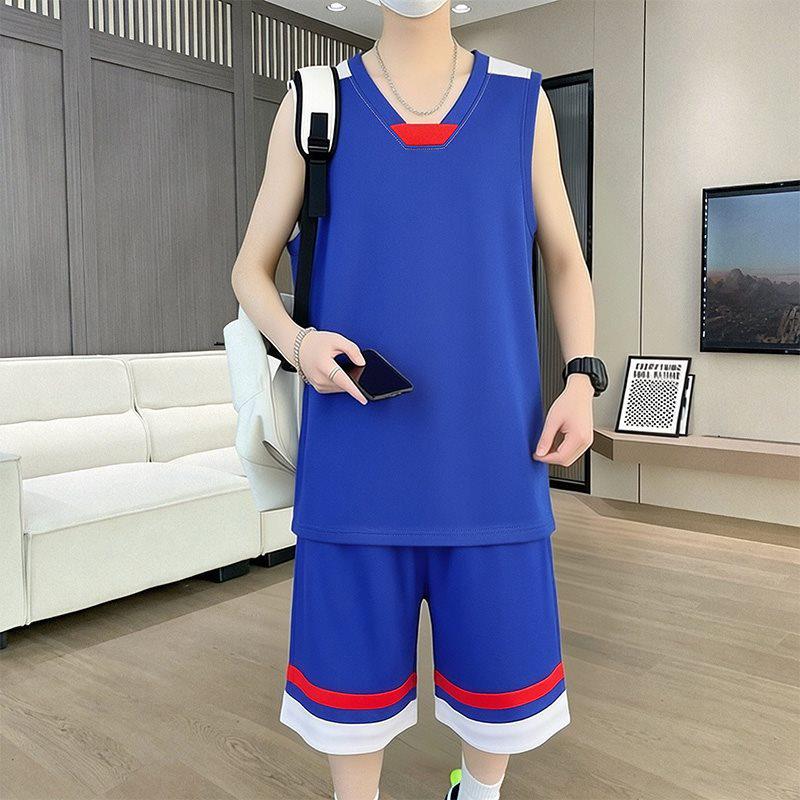11036 Men's Summer 2026 Sleeveless Ice Silk Quick-Dry Vest and Shorts Set for Training
