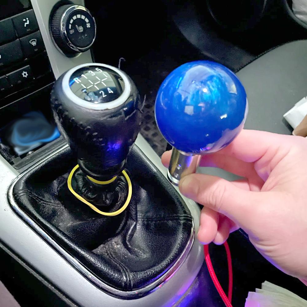 NEW Racing Marble Style Round Ball Gear Shift Knob With 3 Adapters For Most Cars Interior Accessories