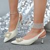 Fashion Ladies Shoes 2025 Slip-on Women's High Heels Fashion String Bead Office and Career New Plus Size Best Seller Closed Toe Sandals