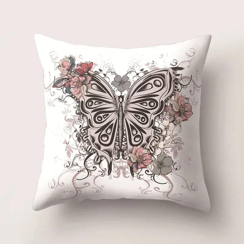European Color Butterfly Print Sofa Cushion Cover Pillowcase Home Party Car Bedding