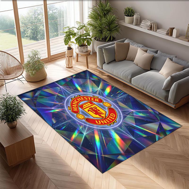 Tappeto in Flanella Stampato Manchester United Antiscivolo Morbido Poliestere Tappeto per Pavimento Tappetino Decorativo per Interni per Camera da Letto Soggiorno Divano