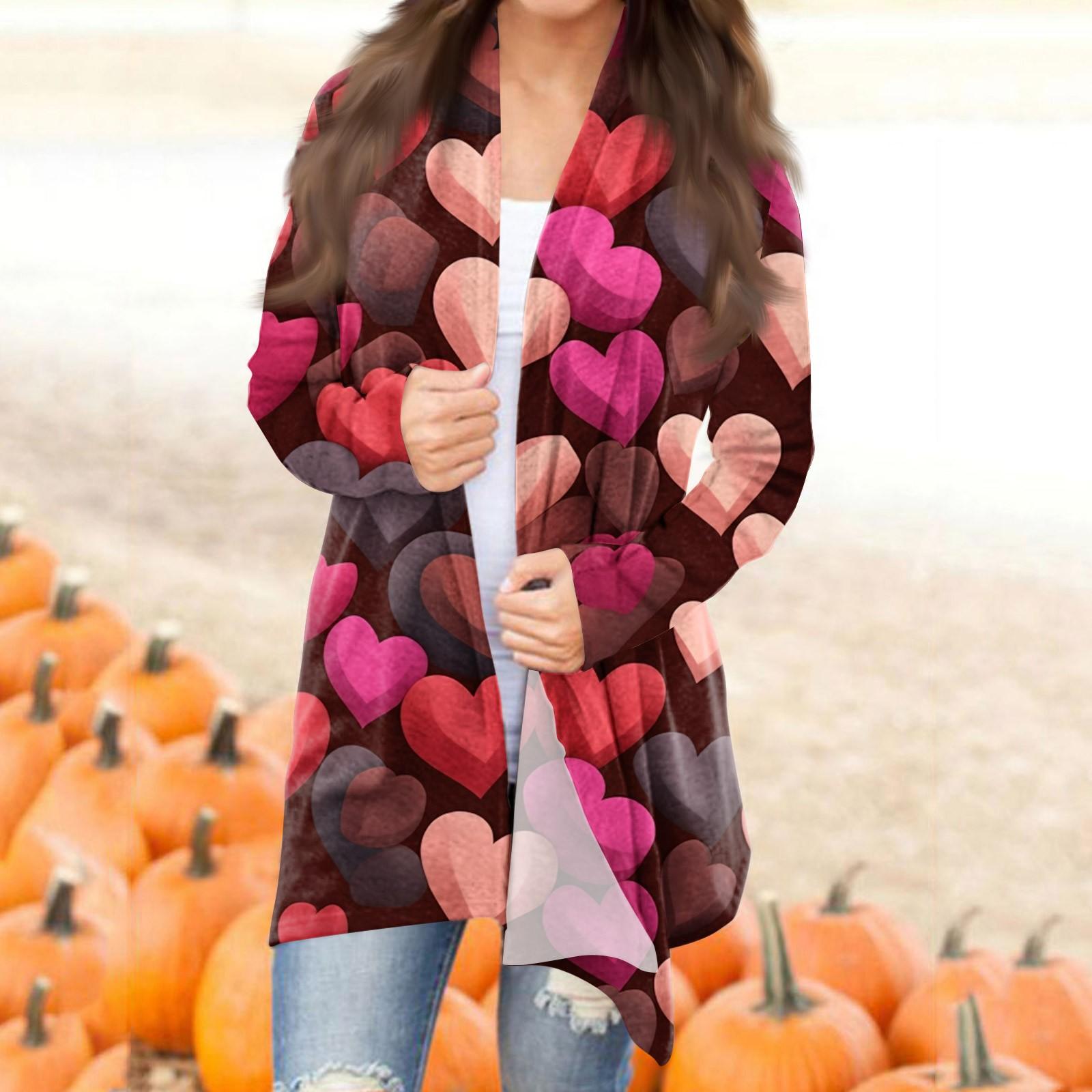 

Женский повседневный кардиган с длинными рукавами и принтом ко Дню святого Валентина, верхнее пальто L