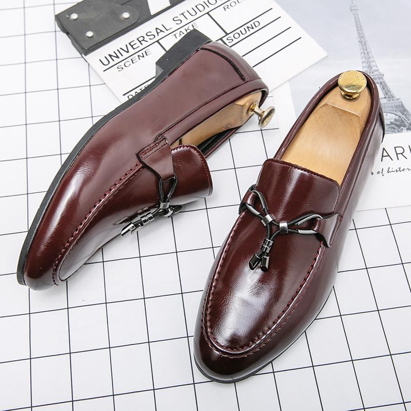 

Лаконичные деловые кожаные туфли с кисточками, легкие, мягкие, вечерние, нарядные, мужские, дышащие, туфли, размер 38-48 48 вино красного