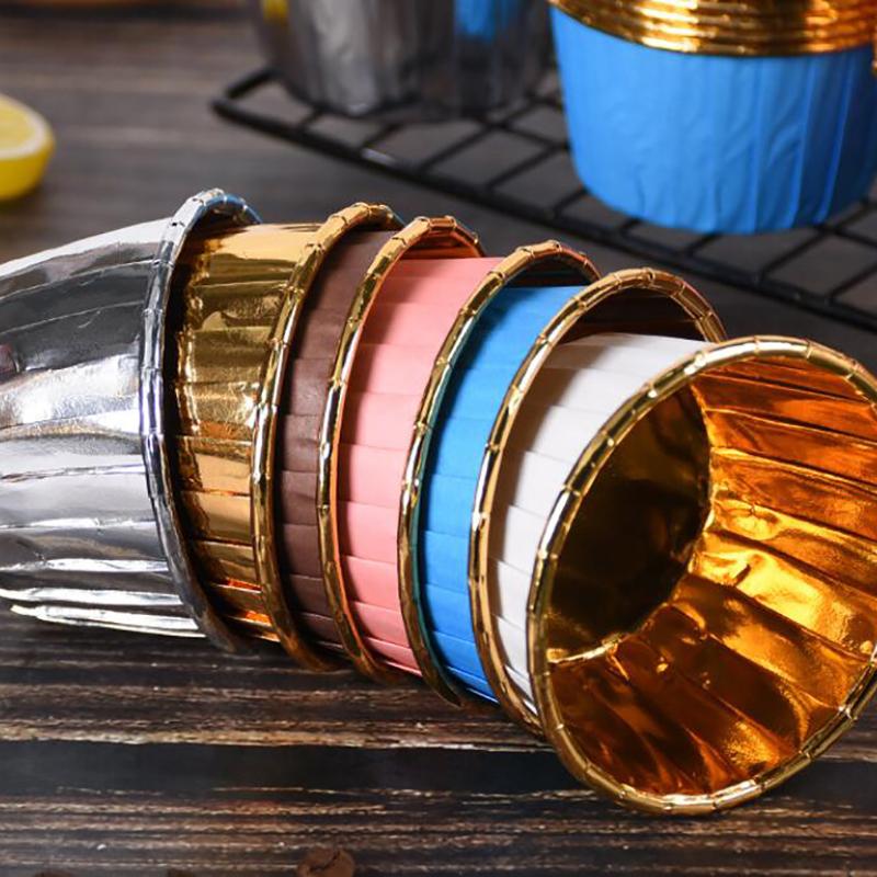 50Pcs Large 5039 Aluminum Foil Wrapper Paper Gold Cupcake Liner Baking Cup