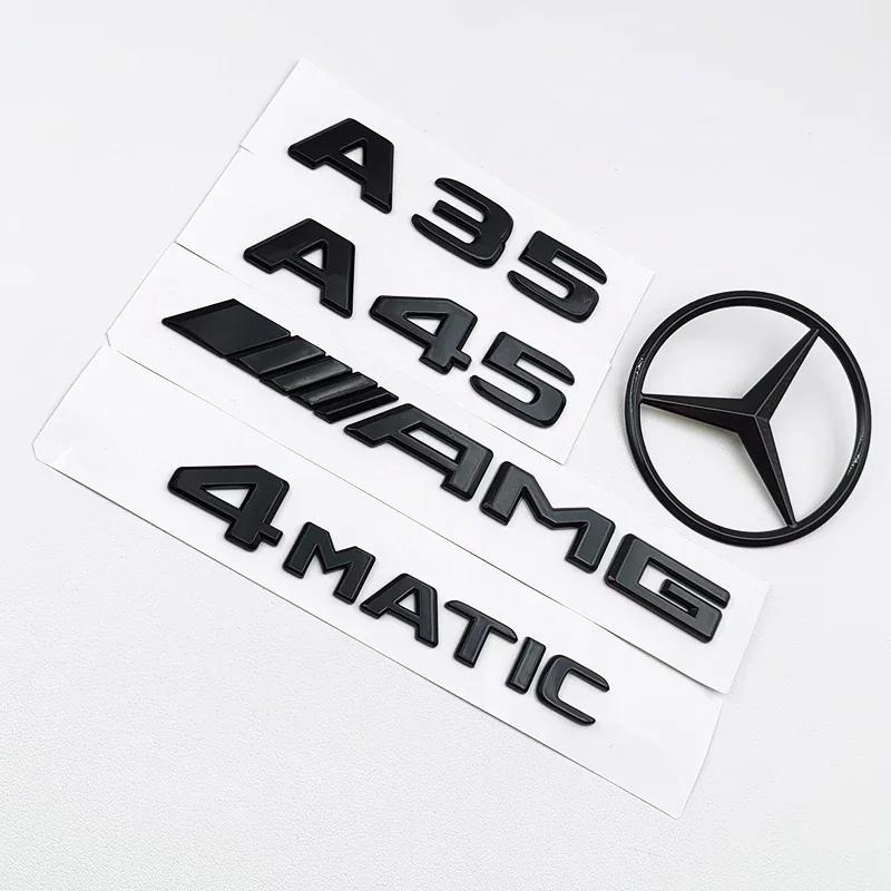 FCUI6 3D ABS Black A35 A45 A160 A180 A200 A250 Logo Letters 4MATIC Badge Car Rear Star Sticker AMG Emblem For Mercedes Benz W176 W177