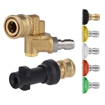 High Pressure Washer Quick Connect Kit with 5 Nozzle Tips and Adjustable Swivel Connector for Efficient Cleaning Tasks