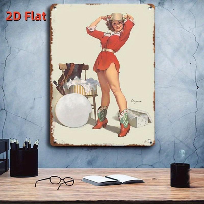 Pin-Up Girls Tin Sign, Retro Metal Wall Art