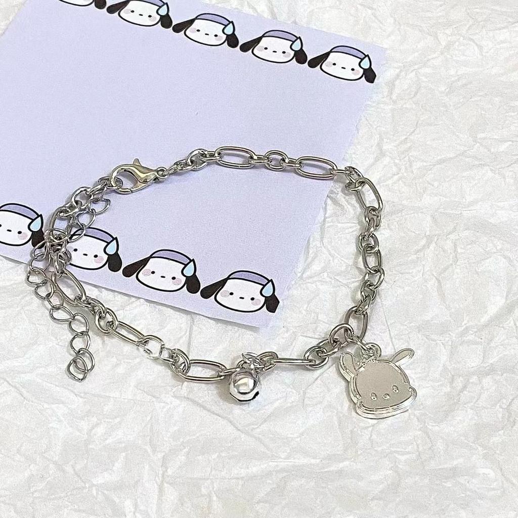 Pochacco Bell Bracelet for Female Students, Sweet and Cute Girlfriends, Heart-shaped Hand Jewelry, Unique Design, Birthday Gift