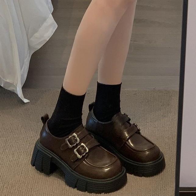 Wear platform leather shoes, spring retro with skirts, Mary Jane non-slip shoes