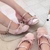 Height increase of 7cm~ satin bow Mary Jane women's shoes high heel 2025 new French thick heel single shoes ballet shoes