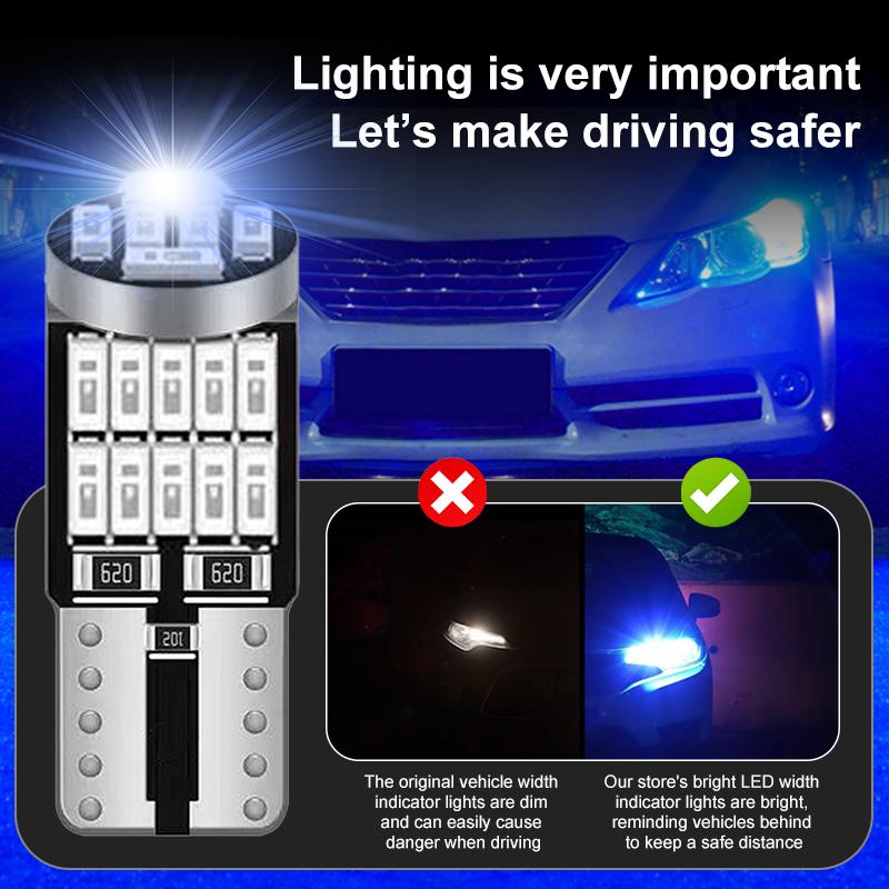 SEAMETAL 2pcs T10 W5W Led Car Light 26smd 4014 Lamp Bulb Automobile License Plate Lighting 6000K 12V