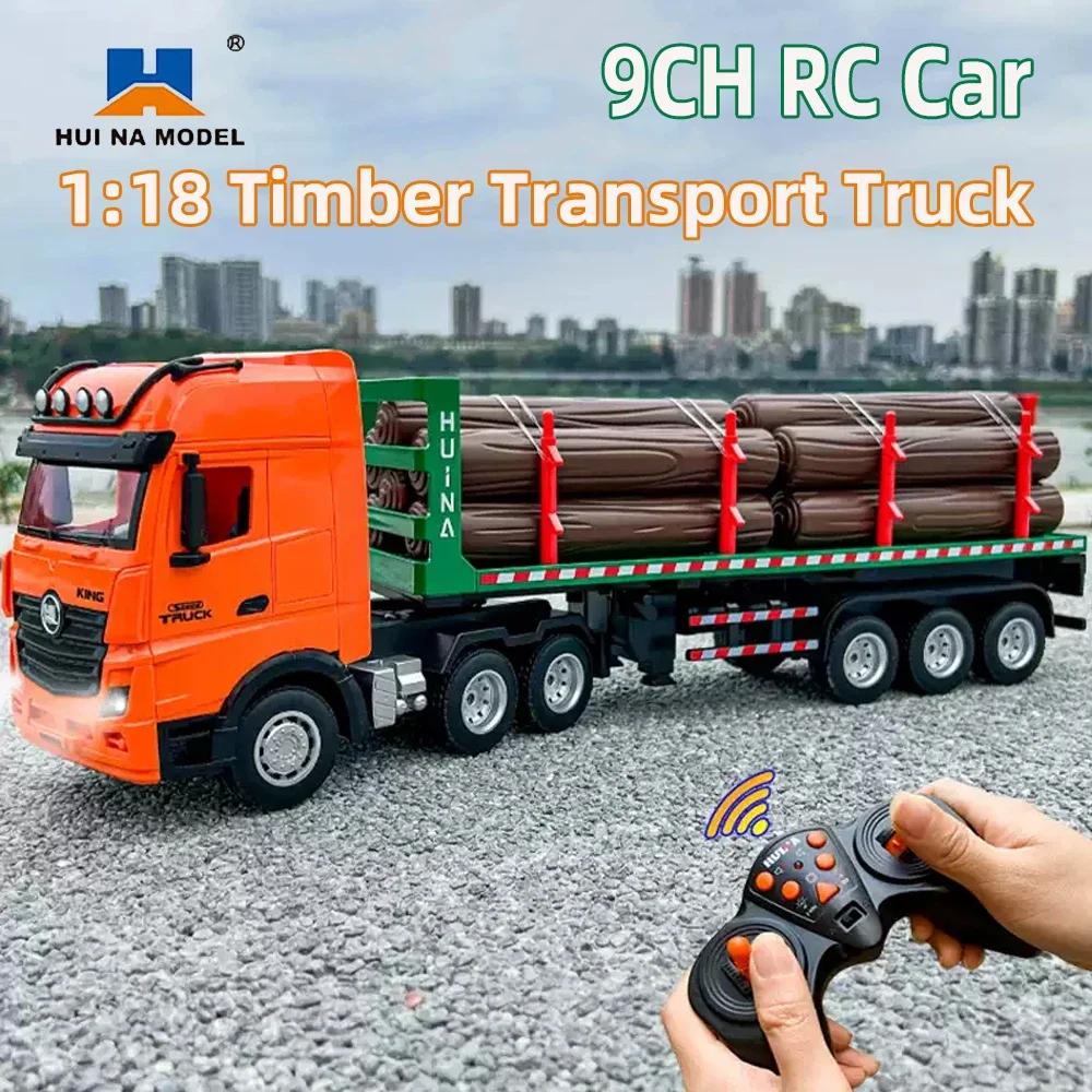 Huina 1313 118 9CH 2.4G Remote Control Timber Transport Truck Log Trailer Realistic Carrier RC Construction Logging Car Toys