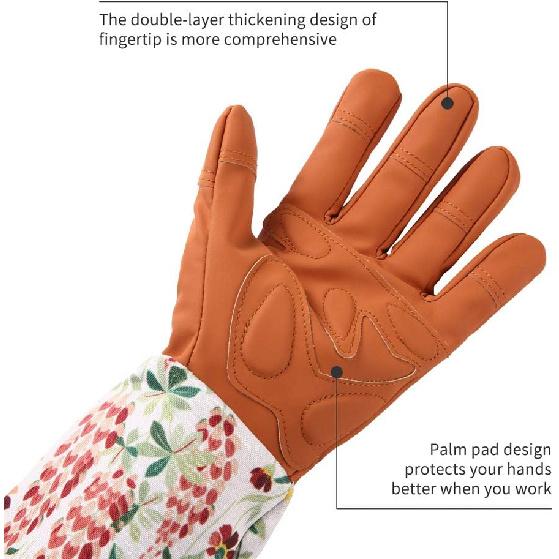Guantes de jardinería de cuero para mujer extendidos y largos para podar rosas profesionales (rojo)