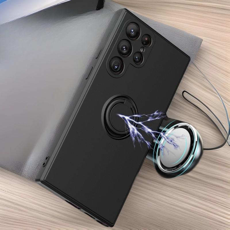 Suitable for Samsung S25 Mobile Phone Case Note20 Ultra Liquid Silicone Protective Case A15 Skin Feeling Ring Bracket A55