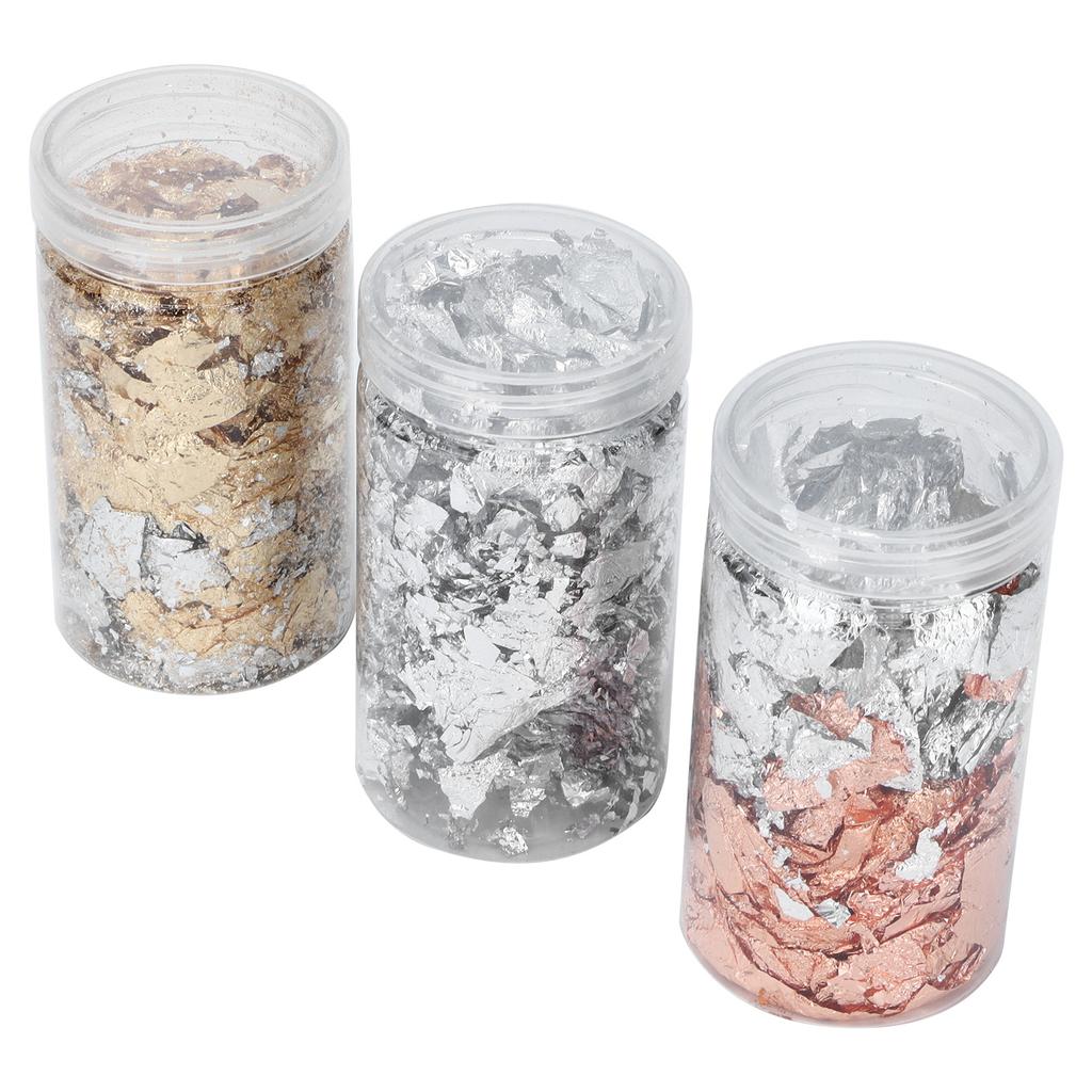 3pcs Foil Flakes Gold Silver Rose Gold Foil Resin Glitter Foil Flake Jewelry Crafts Making Accessory