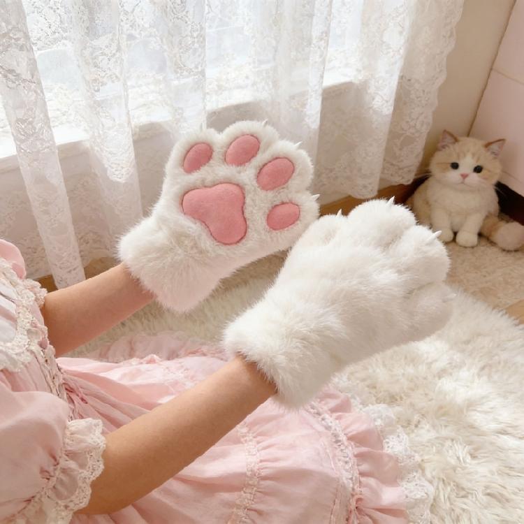 Plush Animal Theme Paws Gloves Fursuit Handwear With Soft Pad For Adult and Kids Halloween Party and Roleplay Game Wear