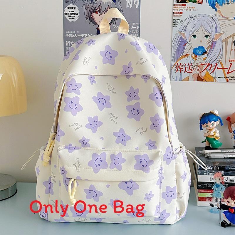 Star Printed Cute Girl Backpack For School And Daily Use Made Of Nylon