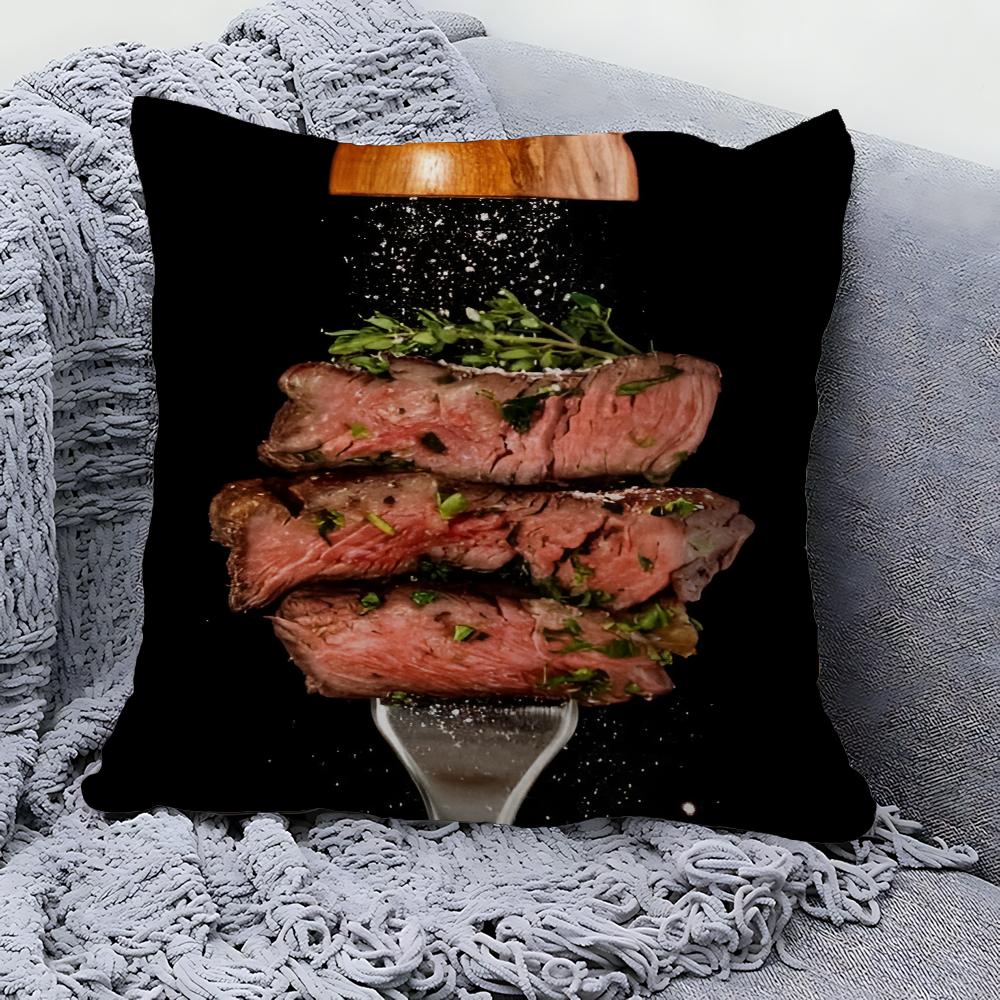 Bbq Grilled Steak Barbecue Pillow Cover For Bedroom Room And Living Room Sofa Decorative Cushion Cover