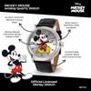 Disney Mickey Mouse Silver Tone Watch with Black Band Men's Fashion Accessory