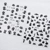 Cute Cat & Fishbone Nail Stickers - Frizzy Kitten Embossed Design